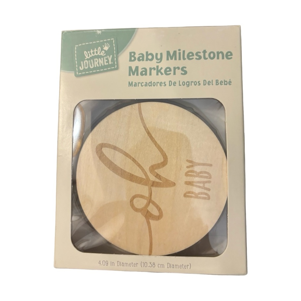 Cream Baby 12 Month Milestone Markers - Wooden Round Set